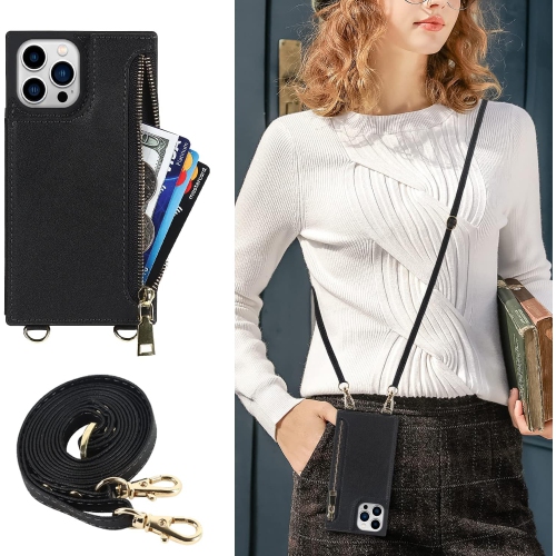for iPhone 14 Pro Crossbody Wallet Case with Card Holder,[3 Card Slots][1 Zipper Pocket][Stand Feature] Premium