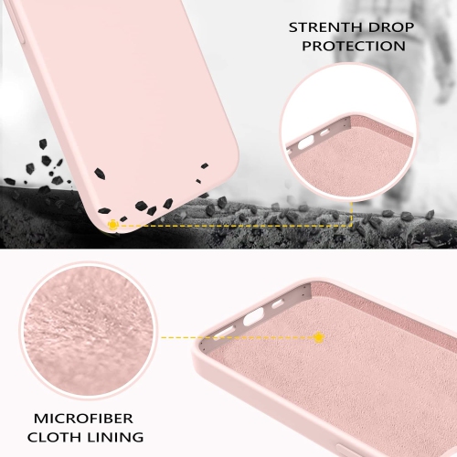 Étui pour iPhone 13 6,1 po silicone liquide Soft Gel Rubber Slim microfibre Doublure fine enveloppe texturée coussinée