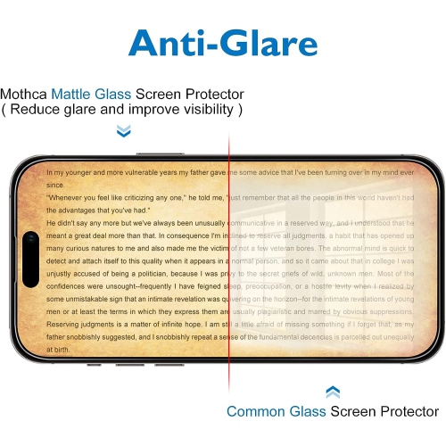 Matte Glass Screen Protector for iPhone 14 Pro Anti-Glare & Anti-Fingerprint Tempered Glass Clear Film Case