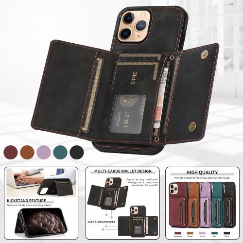 Phone Case for iPhone 11 Pro Max 6.5 Wallet Cover with Tempered Glass Screen Protector and PU Leather Credit