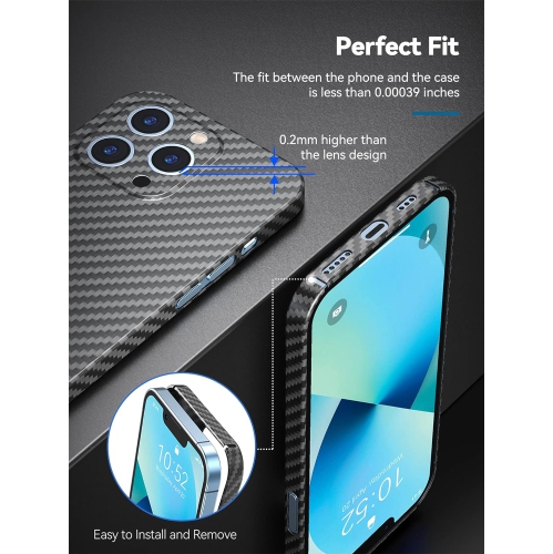Étui pour téléphone compatible avec iPhone 13pro，Real Kevlar aramide Fiber Made Slim Fit Ultra Thin Light Wearable Drop