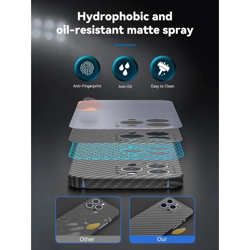 Étui pour téléphone compatible avec iPhone 13pro，Real Kevlar aramide Fiber Made Slim Fit Ultra Thin Light Wearable Drop