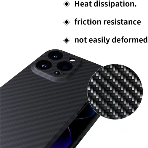 Étui pour téléphone compatible avec iPhone 13pro，Real Kevlar aramide Fiber Made Slim Fit Ultra Thin Light Wearable Drop