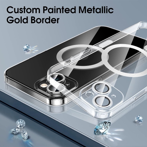 Magnetic Clear for iPhone 14 Case with MagSafe [Integrated Camera Protection Glass] [Original iPhone Exterior] Silicone