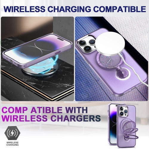 for iPhone 14 Pro Case, Magnetic with Stand Ring, [Compatible with Magsafe] MIL-Grade, Dual Layer Shockproof