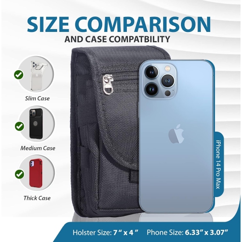 Nylon Smartphone Holster for iPhone 12 Pro Max 11 XS Max XR 8 7 6 Plus Belt Clip Loop Case Cell Phone Pouch