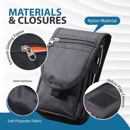 Nylon Smartphone Holster for iPhone 12 Pro Max 11 XS Max XR 8 7 6 Plus Belt Clip Loop Case Cell Phone Pouch