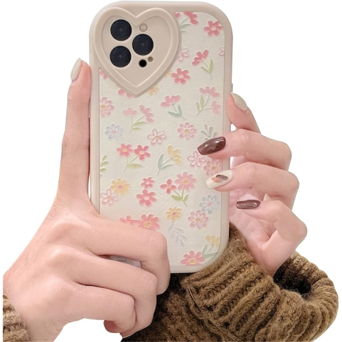 GENERIC  Compatible for Iphone 14 Pro Max Case With Cute Flowers Floral Pattern for Women Girls Soft Silicone Love Lens