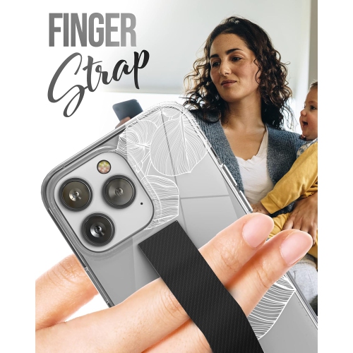 Finger Grip Case Designed for iPhone 14 PRO Case with Hand Strap and Screen Protector (Stretch Loop Ring Phone