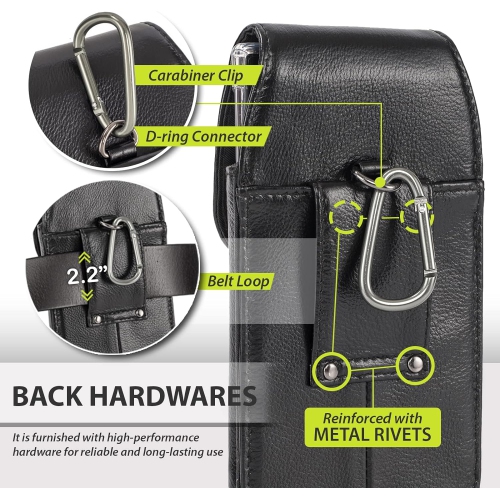 Genuine Leather Cell Phone Case with Belt Clip for iPhone 14 Pro Max 13 Pro Max 12 Pro Max 11 Pro Max XS Max 8+