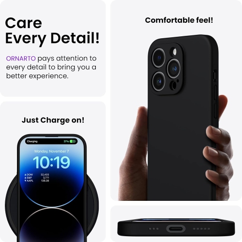 Compatible with iPhone 14 Pro Case, with 2 x Screen Protector Liquid Silicone Gel Rubber Cover [Full Body]