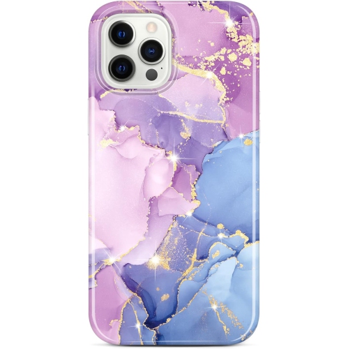 GENERIC  Iphone 12 Case Iphone 12 Pro Case Bling Glitter Sparkle Marble Design Clear Bumper Glossy Tpu Soft Rubber