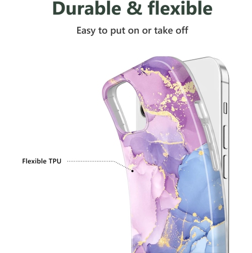 iPhone 12 Case iPhone 12 Pro Case Bling Glitter Sparkle Marble Design Clear Bumper Glossy TPU Soft Rubber