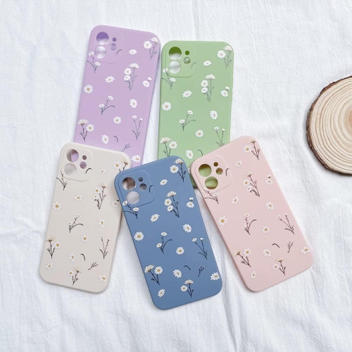 Compatible with iPhone 14 Pro Case,Cute Daisy Flower Pattern Design Silicone Vintage Floral for Women Girls Soft