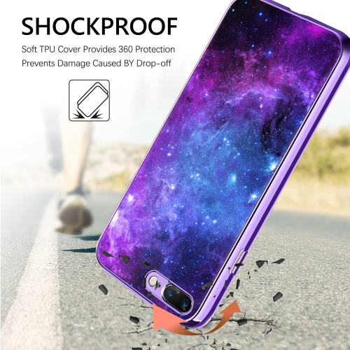 Case for iPhone 8 Plus, iPhone 7 Plus Case Glow in The Dark Noctilucent Luminous Cover Space Nebula Slim Thin