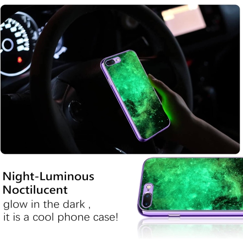 Case for iPhone 8 Plus, iPhone 7 Plus Case Glow in The Dark Noctilucent Luminous Cover Space Nebula Slim Thin