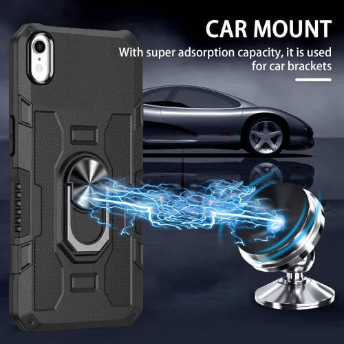 for iPhone XR Case, Military 360 Degree Rotation Ring Kickstand Shockproof iPhone XR Etui, Armour Protection Dual Layer
