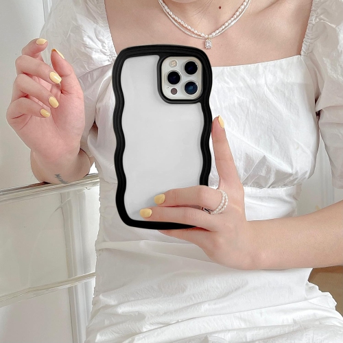 Wave Frame Clear Case for iPhone 13 Pro Max 6.7 inch Curly Clear Phone Case,Cute Wave Frame Slim Fit Shockproof