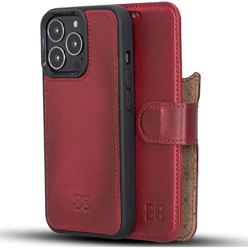 GENERIC  Wallet Case for Iphone 13 Pro - Genuine Leather Folio Cases Magnetic Detachable Rfid Blocking Magsafe Flip