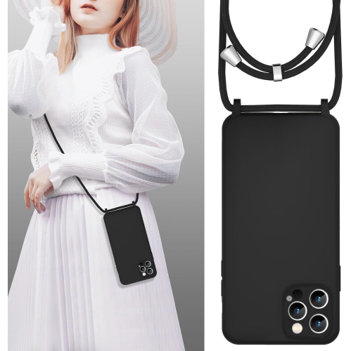 Crossbody Lanyard Phone case for iPhone 14 Pro 6.1 inch, Silicone Phone Cover with Adjustable Necklace Strap