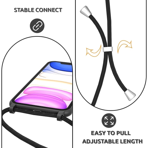 Crossbody Lanyard Phone case for iPhone 14 Pro 6.1 inch, Silicone Phone Cover with Adjustable Necklace Strap