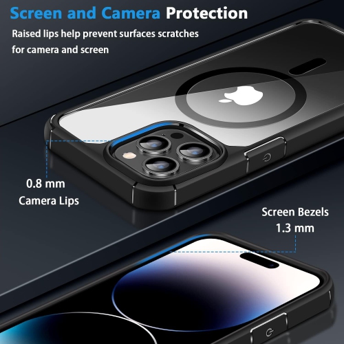 Magnetic Case Compatible with iPhone 14 Pro Case [Compatible with MagSafe] with Screen Protector and Camera Lens