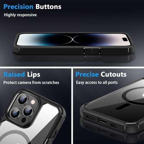 Magnetic Case Compatible with iPhone 14 Pro Case [Compatible with MagSafe] with Screen Protector and Camera Lens