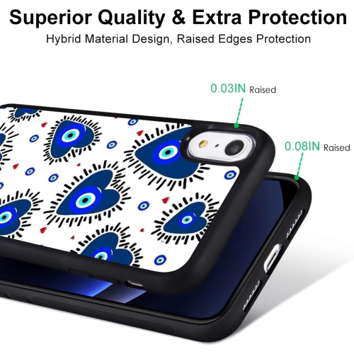 for iPhone 13 Mini Girls Women Love Heart Case Evil Eyes Print Soft TPU Hard Back Shockproof Anti-Scratch