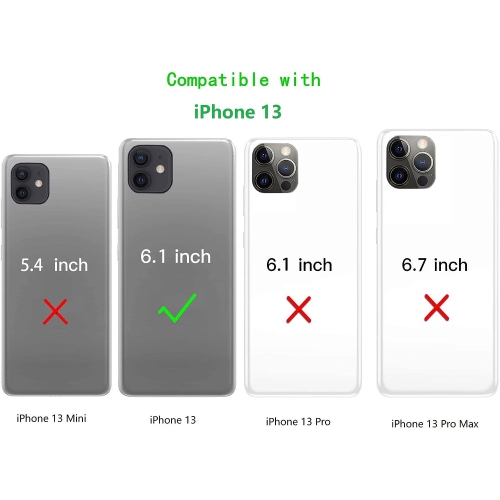 Portefeuille à bandoulière pour étui iPhone 13 avec dragonne ajustable porte-carte de crédit 6,1 po, sac à main en cuir de polyuréthane