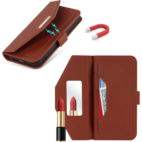 Portefeuille à bandoulière pour étui iPhone 13 avec dragonne ajustable porte-carte de crédit 6,1 po, sac à main en cuir de polyuréthane