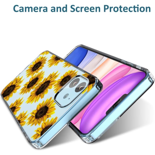 Clear Case for iPhone 12/iPhone 12 Pro Case,Flower Pattern Clear Design Transparent Plastic Hard Back Case