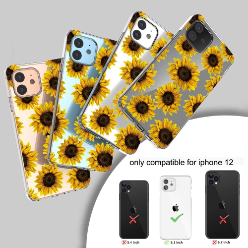 Clear Case for iPhone 12/iPhone 12 Pro Case,Flower Pattern Clear Design Transparent Plastic Hard Back Case