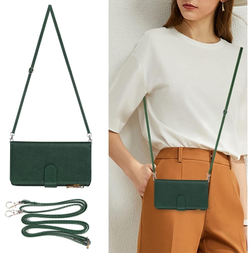 for iPhone 14 Pro Wallet Case with Card Holder and Crossbody Lanyard,PU Leather Magnetic Closure Zipper Pocket