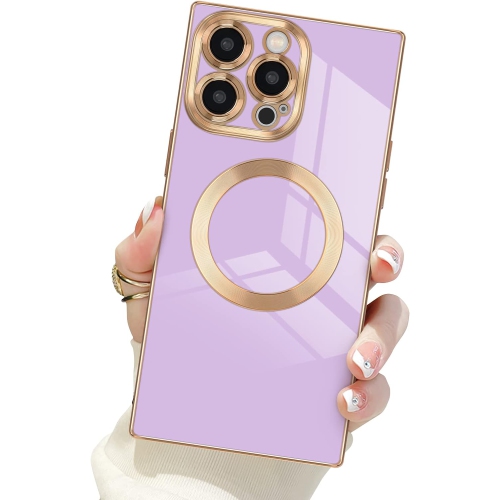 GENERIC  for Iphone 14 Pro Max Magnetic Case, Luxury Plating Edge Square Case for Women Men Soft Tpu Bumper