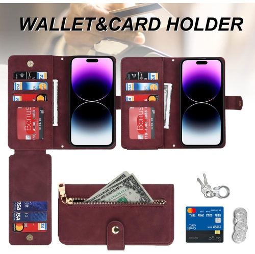 etui iPhone 14 Pro Case Wallet with Card Holder,iPhone 14 Pro Phone case for Women,Flip Crossbody Zipper Wallet