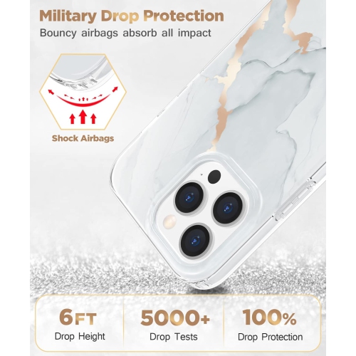 Phone Case for iPhone 14 Pro Max 6.7 inch Gray Women, Slim Fit Marble Design iPhone 14 Pro Max Case with Screen