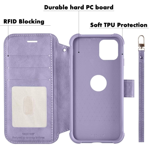 Wallet Case for iPhone 13 Pro Max 5G for Women and Men,RFID Flip Leather Cover with Wrist Supports Wireless