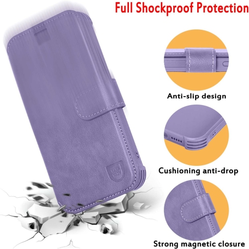 Wallet Case for iPhone 13 Pro Max 5G for Women and Men,RFID Flip Leather Cover with Wrist Supports Wireless