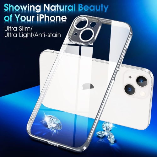 Crystal Clear Case for iPhone 14, [Not Yellowing] [Camera Protection] [Military Grade Drop Tested] Transparent