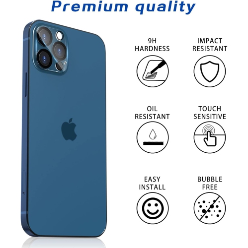 Protecteur d'objectif d'appareil photo pour iPhone 12 Pro Max de 6,7 po en verre trempé, HD Clear et dureté 9H, compatible avec les étuis