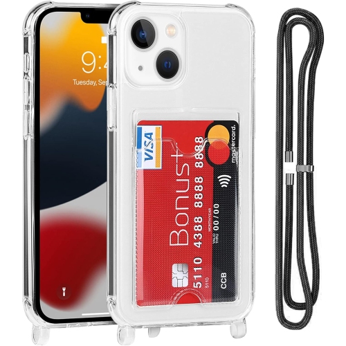 Crossbody Wallet Phone Case for iPhone 13 Mini with Card Holder,with Adjustable Nylon Neck Lanyard Strap Cute