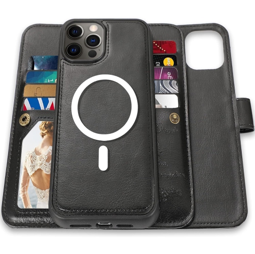 GENERIC  Compatible for Iphone 13 Pro Max Case Wallet, 2 In 1 Detachable Folio Leather Lanyard Wallet Case for Man Women