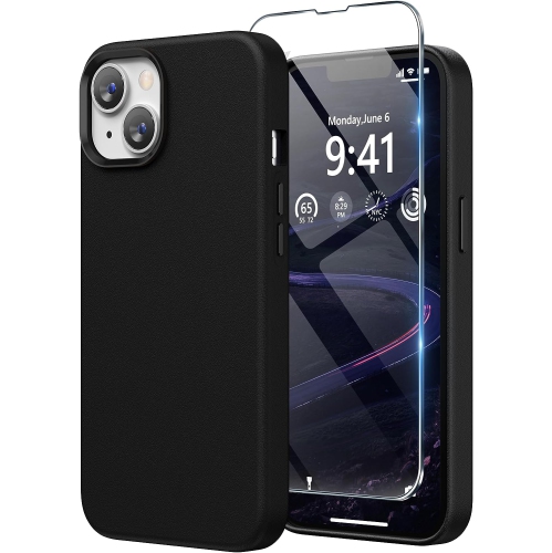 Leather Case Compatible with iPhone 14 Case 6.1 inch, Premium PU Leather Phone Case Cover (with Metallic Buttons