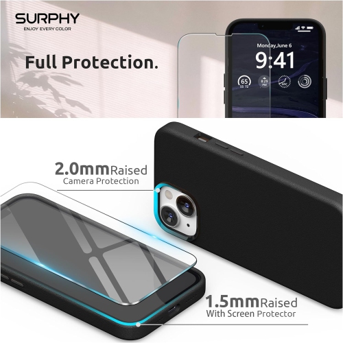 Leather Case Compatible with iPhone 14 Case 6.1 inch, Premium PU Leather Phone Case Cover (with Metallic Buttons