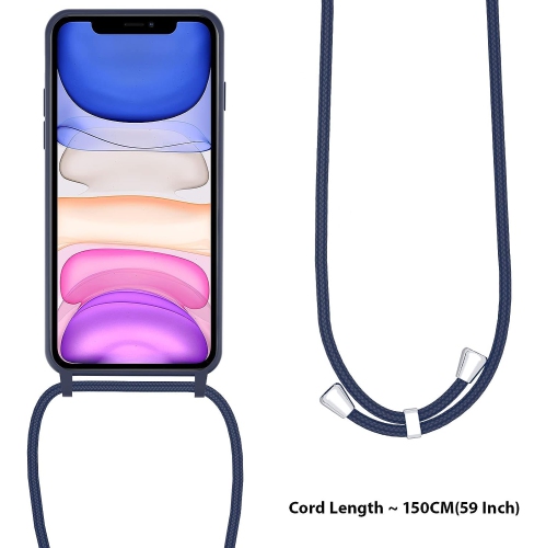 Crossbody Lanyard Phone case for iPhone 14 6.1 inch, Silicone Phone Cover with Adjustable Necklace Strap Soft