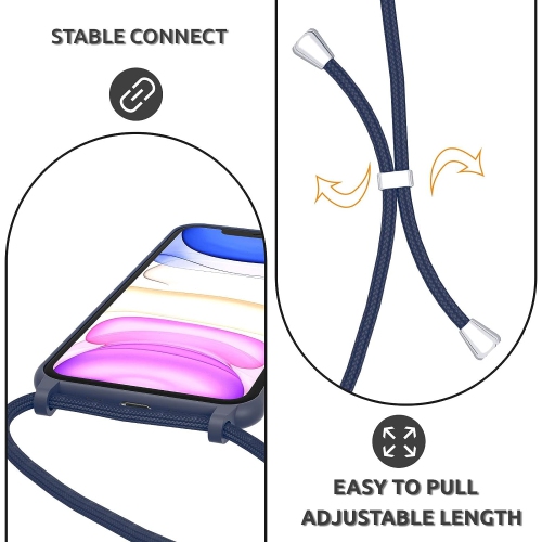 Crossbody Lanyard Phone case for iPhone 14 6.1 inch, Silicone Phone Cover with Adjustable Necklace Strap Soft