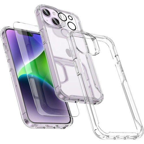 [4 in 1] for iPhone 14 Plus Case with [2 Screen Protector + 1 Camera Lens Protector] Anti Scratch Hard PC Back