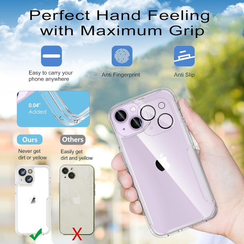 [4 in 1] for iPhone 14 Plus Case with [2 Screen Protector + 1 Camera Lens Protector] Anti Scratch Hard PC Back