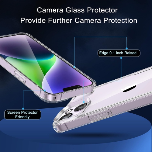 [4 in 1] for iPhone 14 Plus Case with [2 Screen Protector + 1 Camera Lens Protector] Anti Scratch Hard PC Back