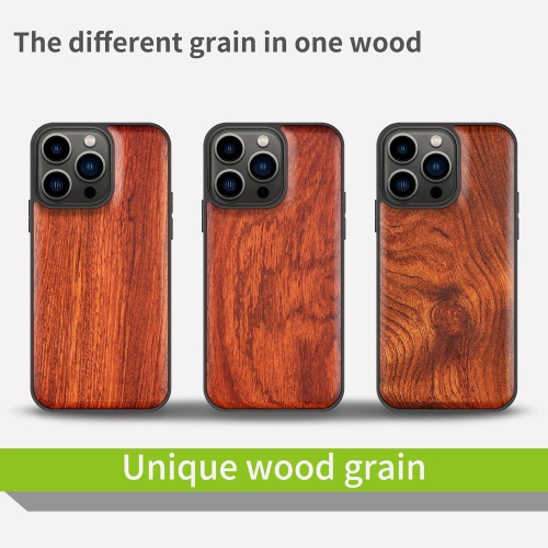 Étui en bois magnétique pour étui iPhone 13 Pro MagSafe [bois dur et TPUR souple] antichoc hybride